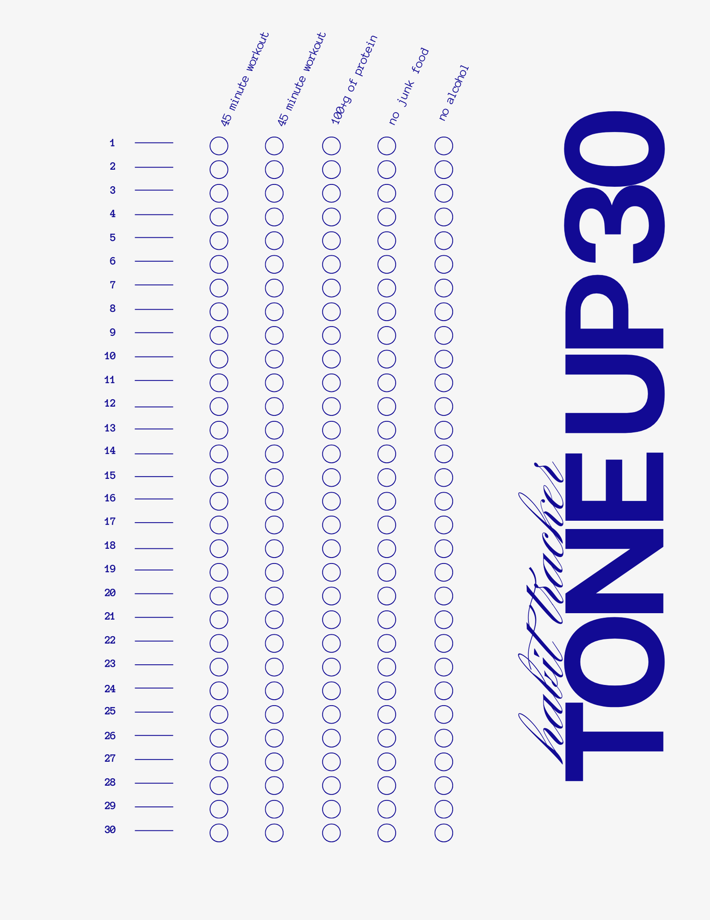 Tone Up 30 Tracker